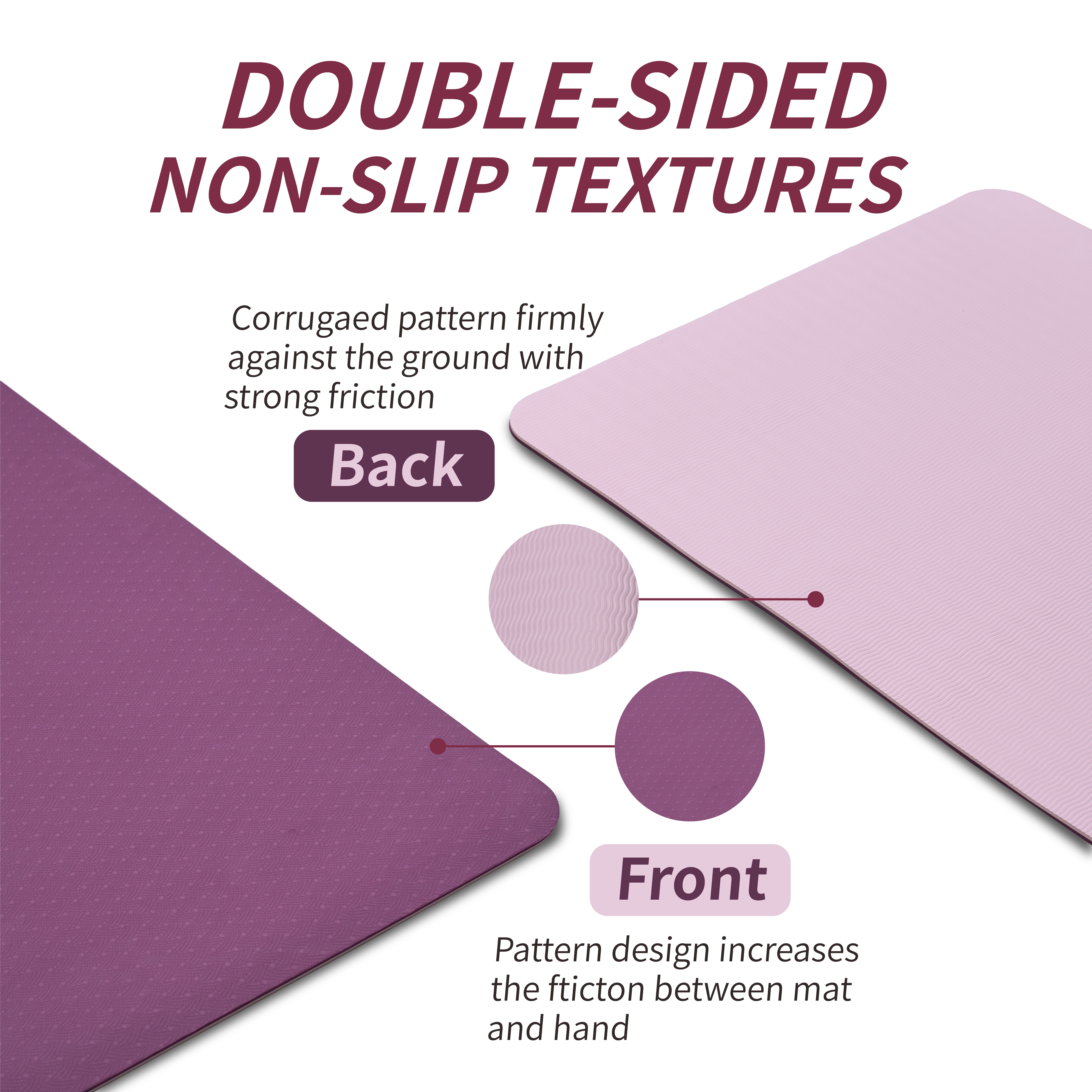 Yoga Mat, Exercise Yoga Mat With Non-Slip Design, Professional TPE Exericise Mat, 72" X 24" Multi-Purpose Workout Mat For Women, Pilates Fitness And Floor Exercises	_voghion.com